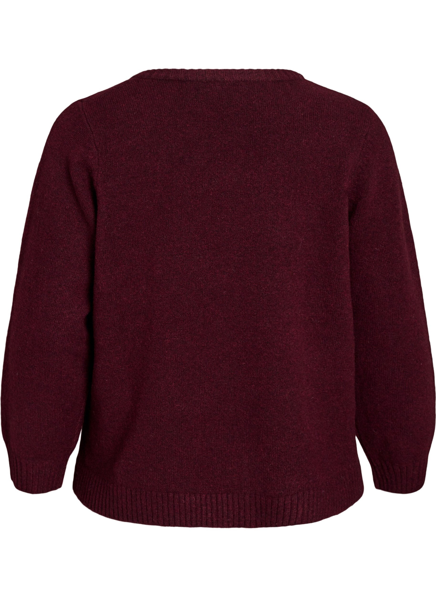 ZizzifashionKnitted cardigan with flower detail, Dark Bordeaux, Packshot image number 1