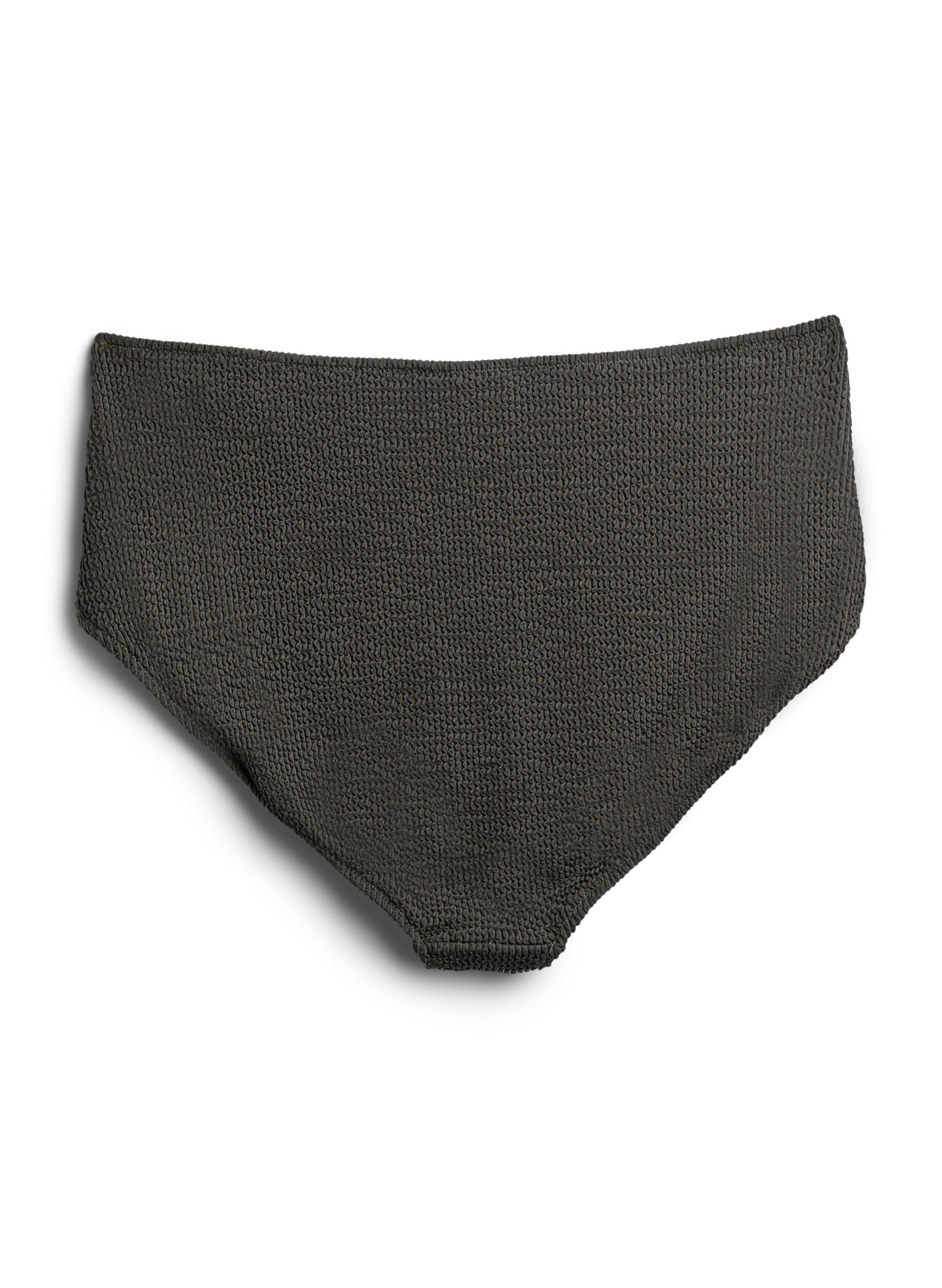 Zizzifashion Bikini bottom with texture and high waist, Green, Packshot image number 1