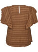 Blouse with smocked texture and ruffle sleeves, Brown, Packshot image number 1