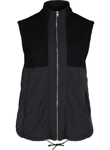 Short vest with teddy and zip, Black, Packshot image number 0