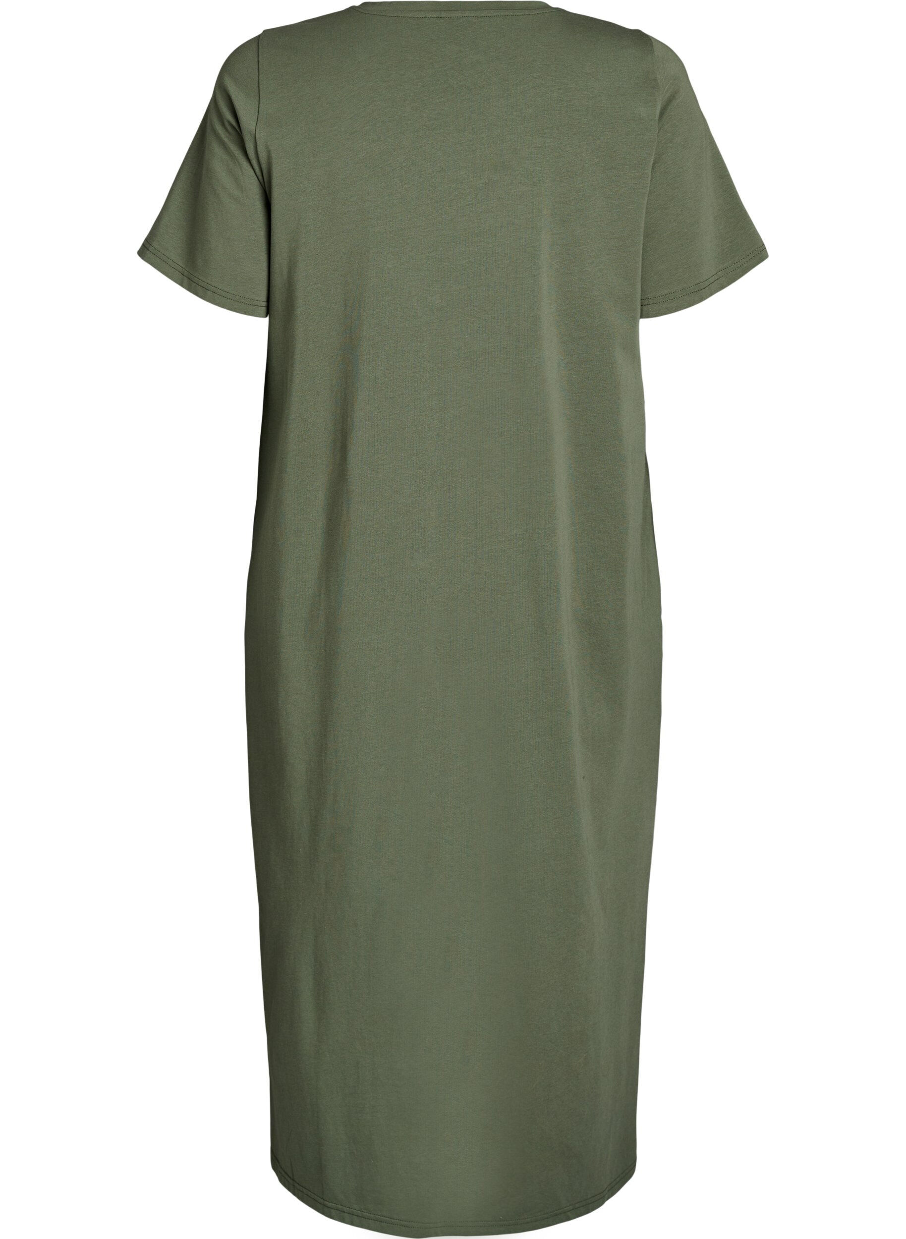 Zizzifashion Midi T-shirt dress with a V-neck, Green, Packshot image number 1