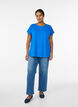Short-sleeved t-shirt in a cotton blend, Blue, Model image number 1