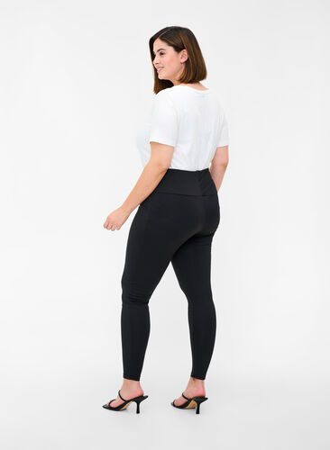 Solid colour leggings with zip, Black, Model image number 1