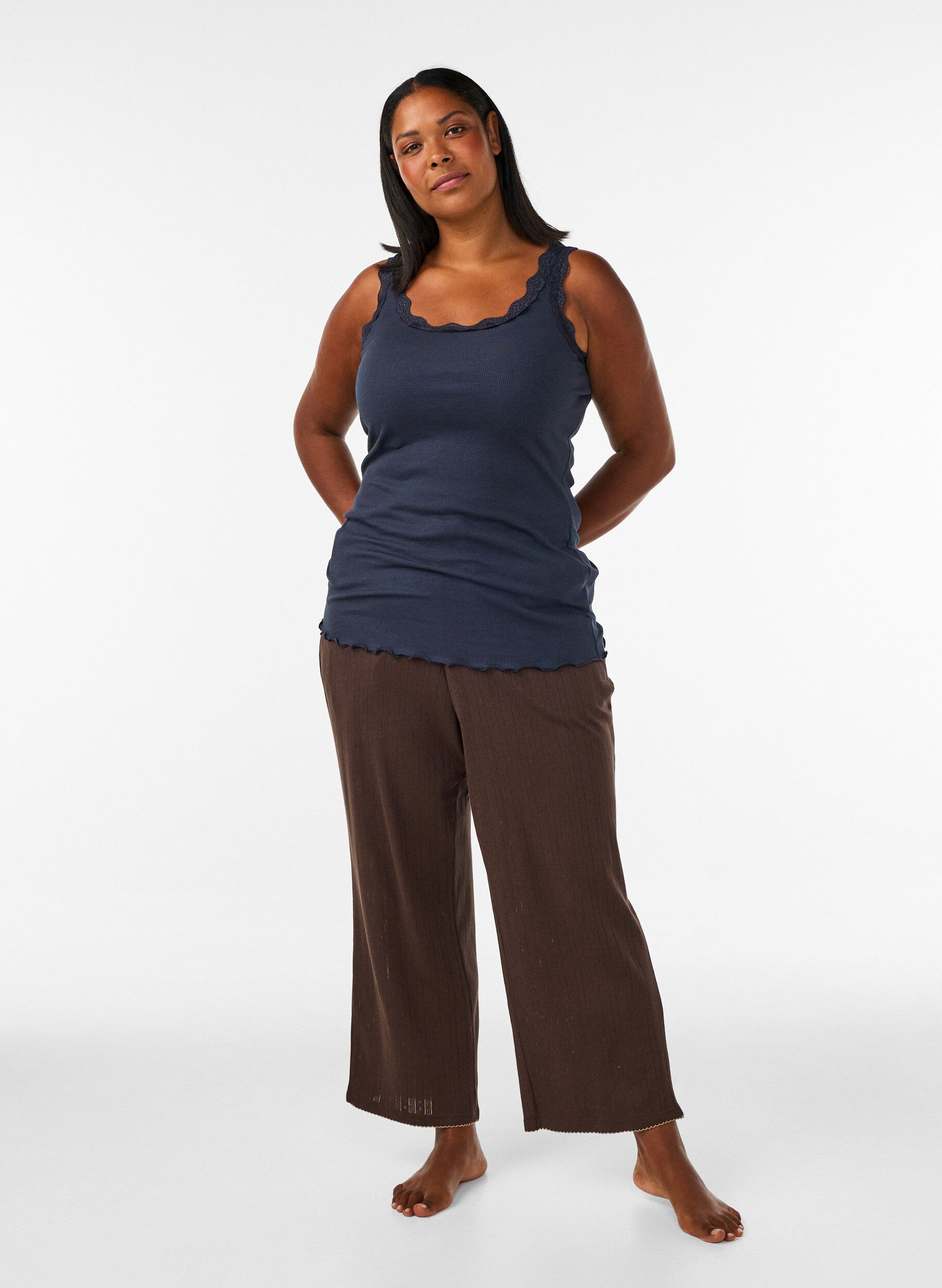 ZizzifashionTop with lace trim, Blue, Model image number 1