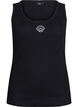 Fitted top with motif, Black, Packshot image number 0