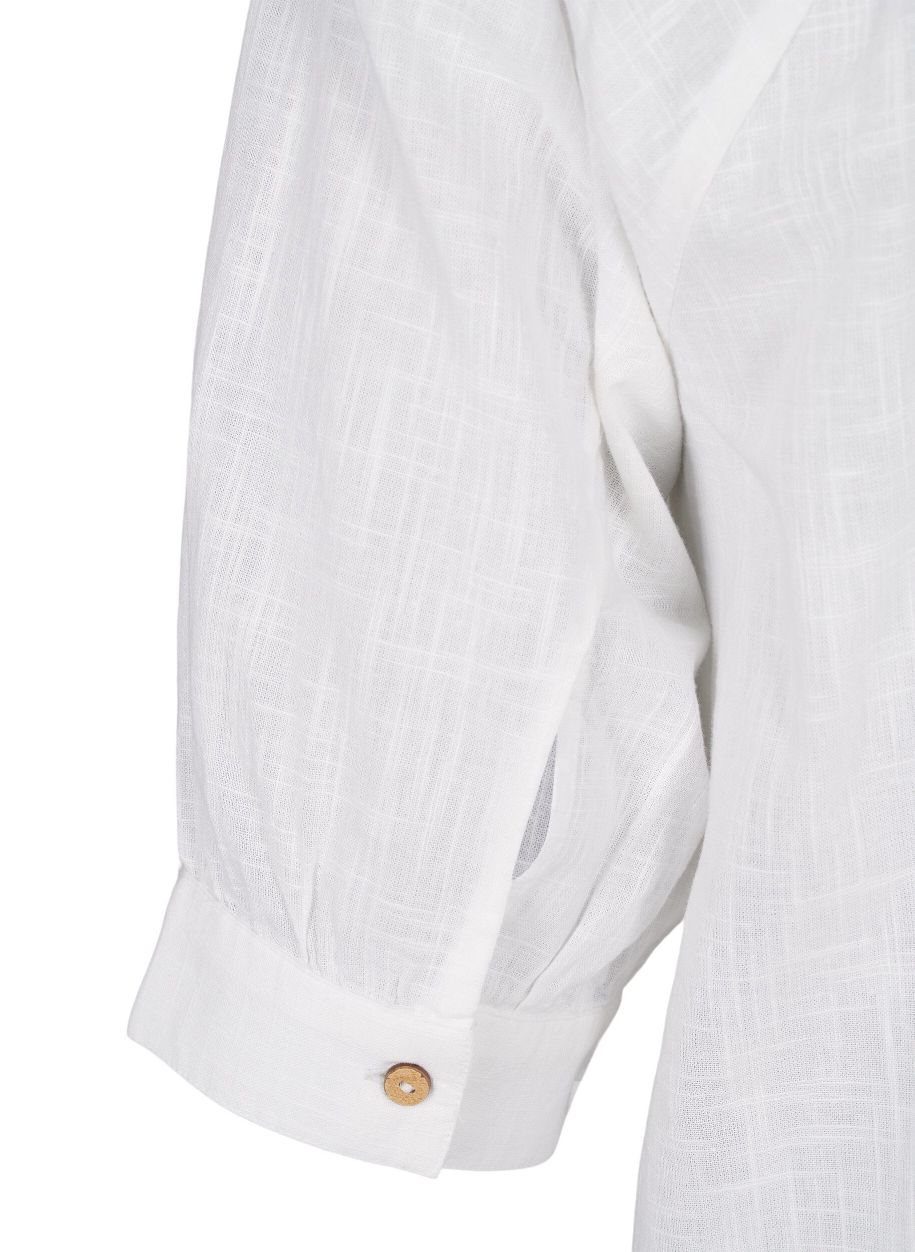 Zizzifashion Cotton tunic with a V-neck, White, Packshot image number 3