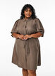 Knee-length shirt dress with tie belt, Brown, Model image number 1