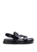 Wide fit - Leather sandal with adjustable straps, Black, Packshot image number 0