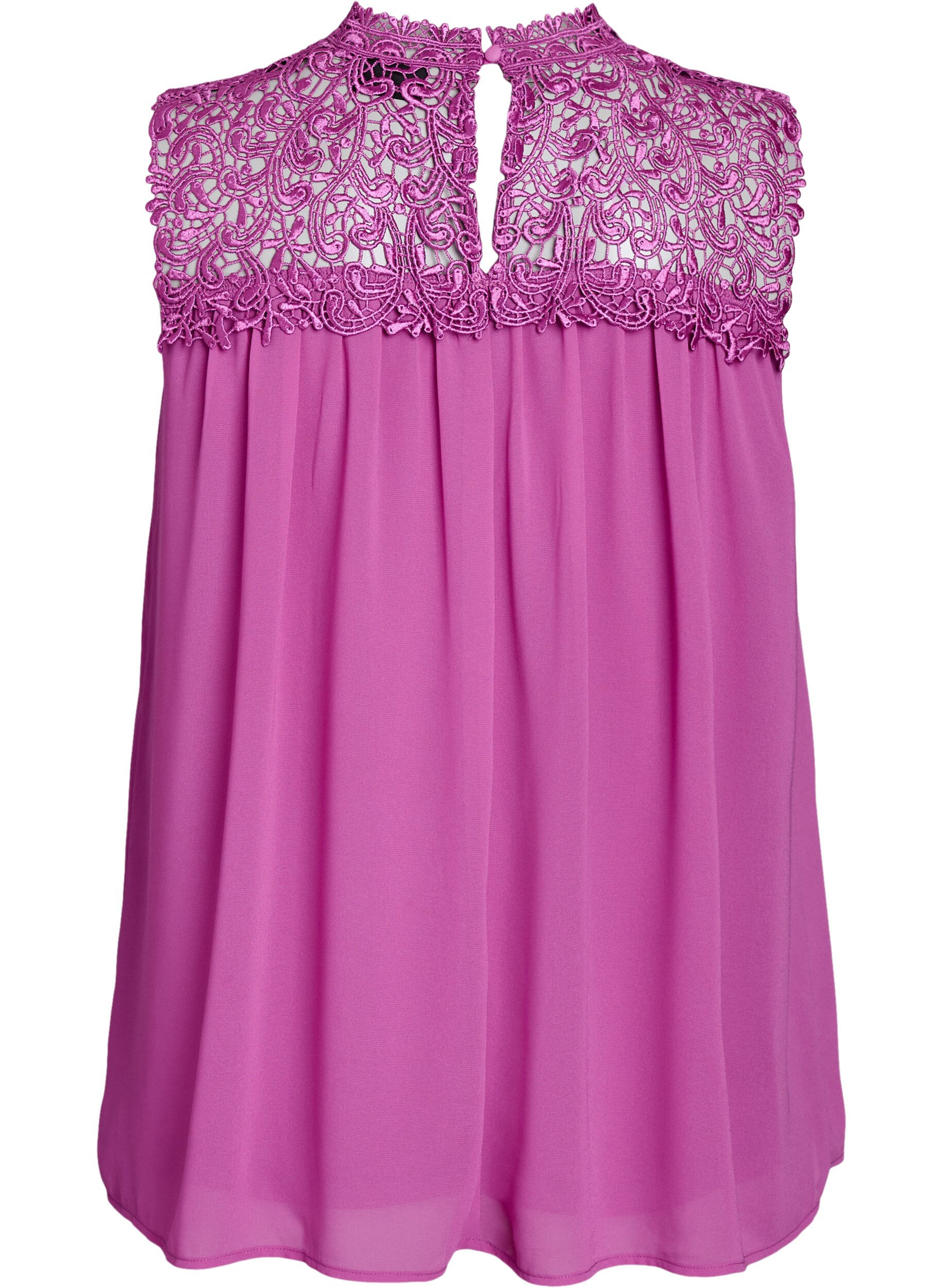 Zizzifashion Sleeveless party top with crochet, Purple, Packshot image number 1