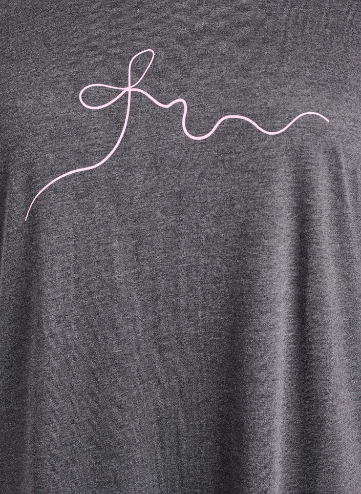 Short sleeve nightgown with text print, Black, Packshot image number 2