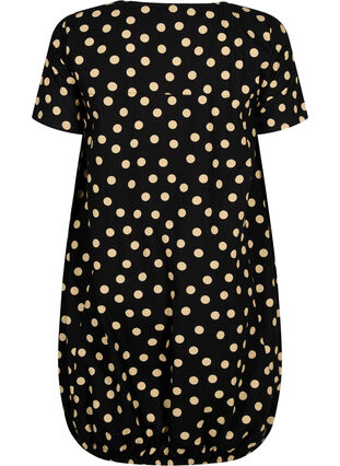 Short-sleeved cotton dress with floral print, Black W. dot, Packshot image number 1