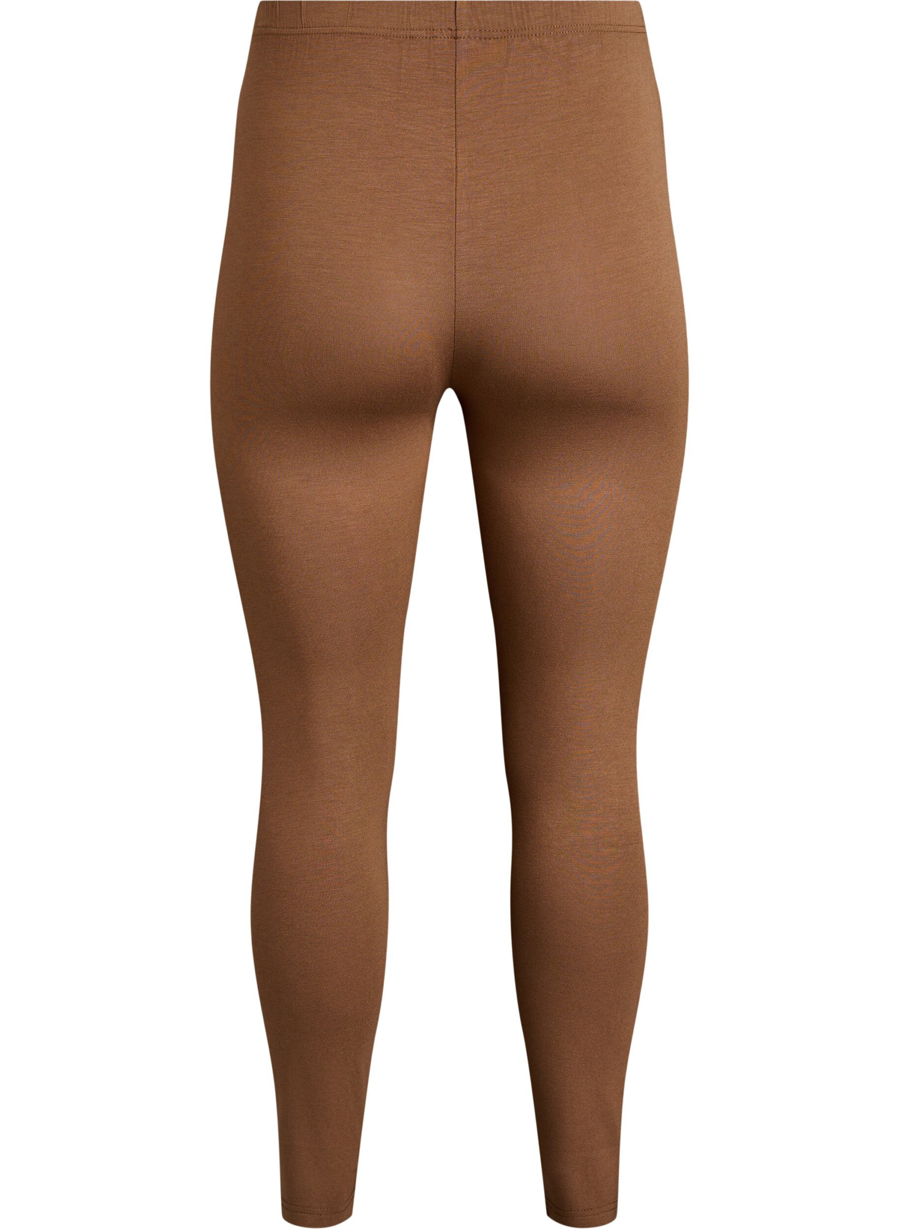 Zizzifashion Basic leggings with extra length, Brown, Packshot image number 1