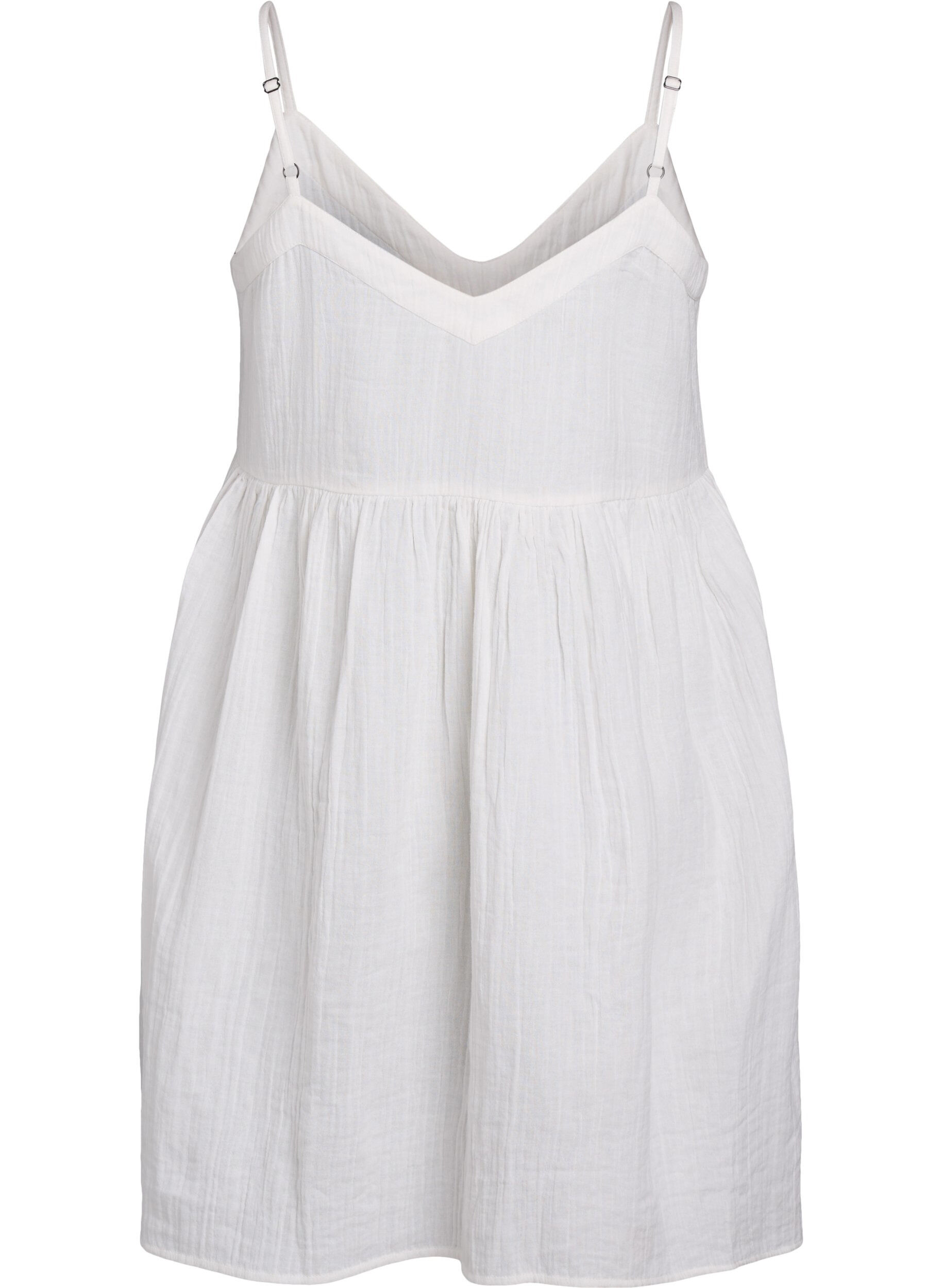 Zizzifashion Cotton beach dress with narrow straps, Vanilla, Packshot image number 1