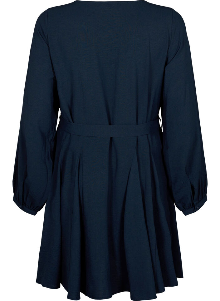 Long-sleeved dress with a tie belt, Navy Blazer, Packshot image number 1
