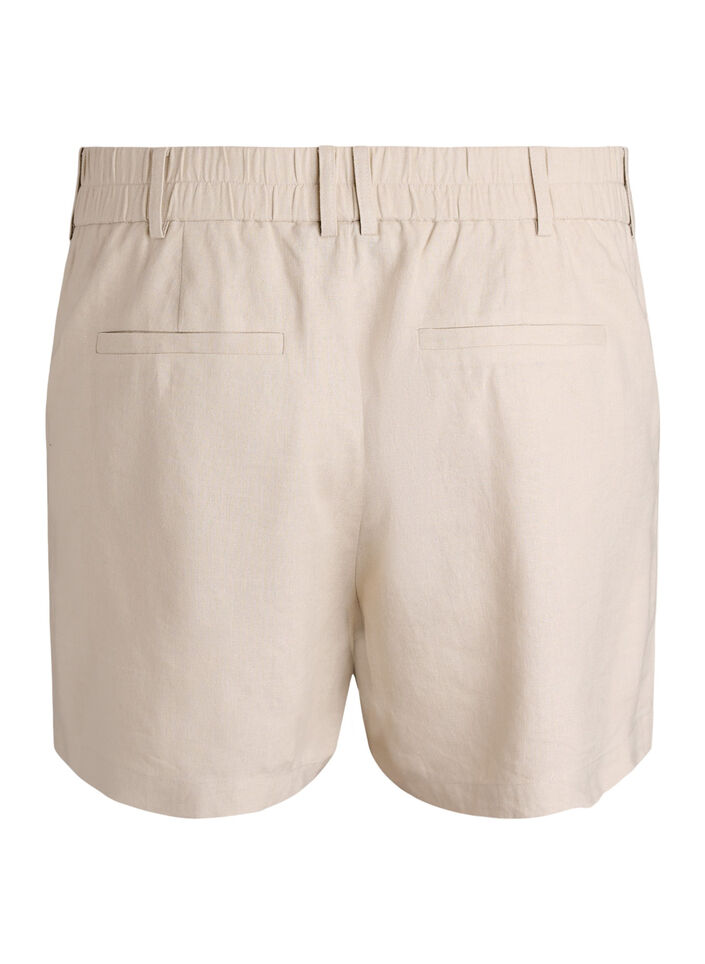 High-waisted Bermuda shorts in linen and viscose, Beige, Packshot image number 1
