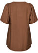 Tunic with balloon sleeves and a V-neck, Brown, Packshot image number 1