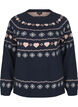 Long-sleeved knitted top with Christmas motif, Navy Blazer Comb, Packshot image number 0