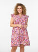 Floral cotton dress with ruffles and V-neck, Pink, Model image number 0