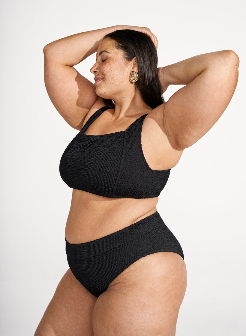 Crepe bikini top with adjustable straps, Black, Image image number 0