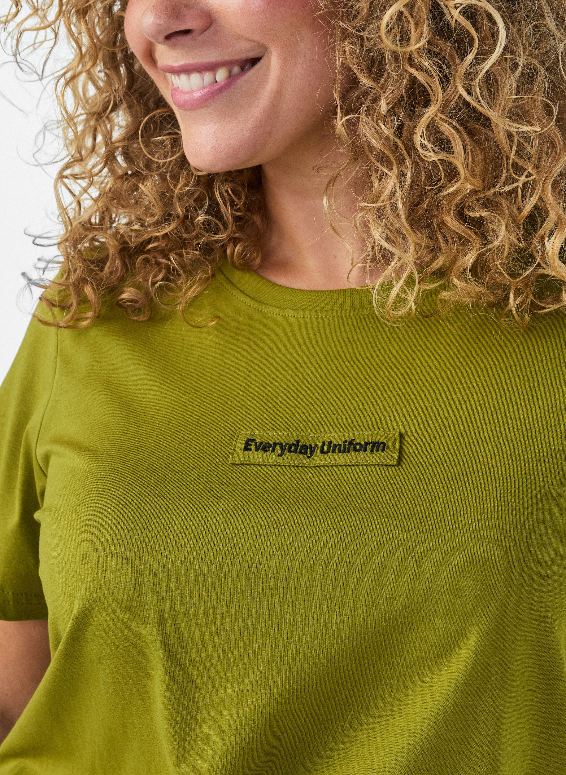 ZizzifashionCotton T-shirt with text badge, Green, Model image number 3