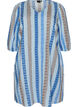 Short dress in linen and viscose with 3/4 sleeves, Blue, Packshot image number 0