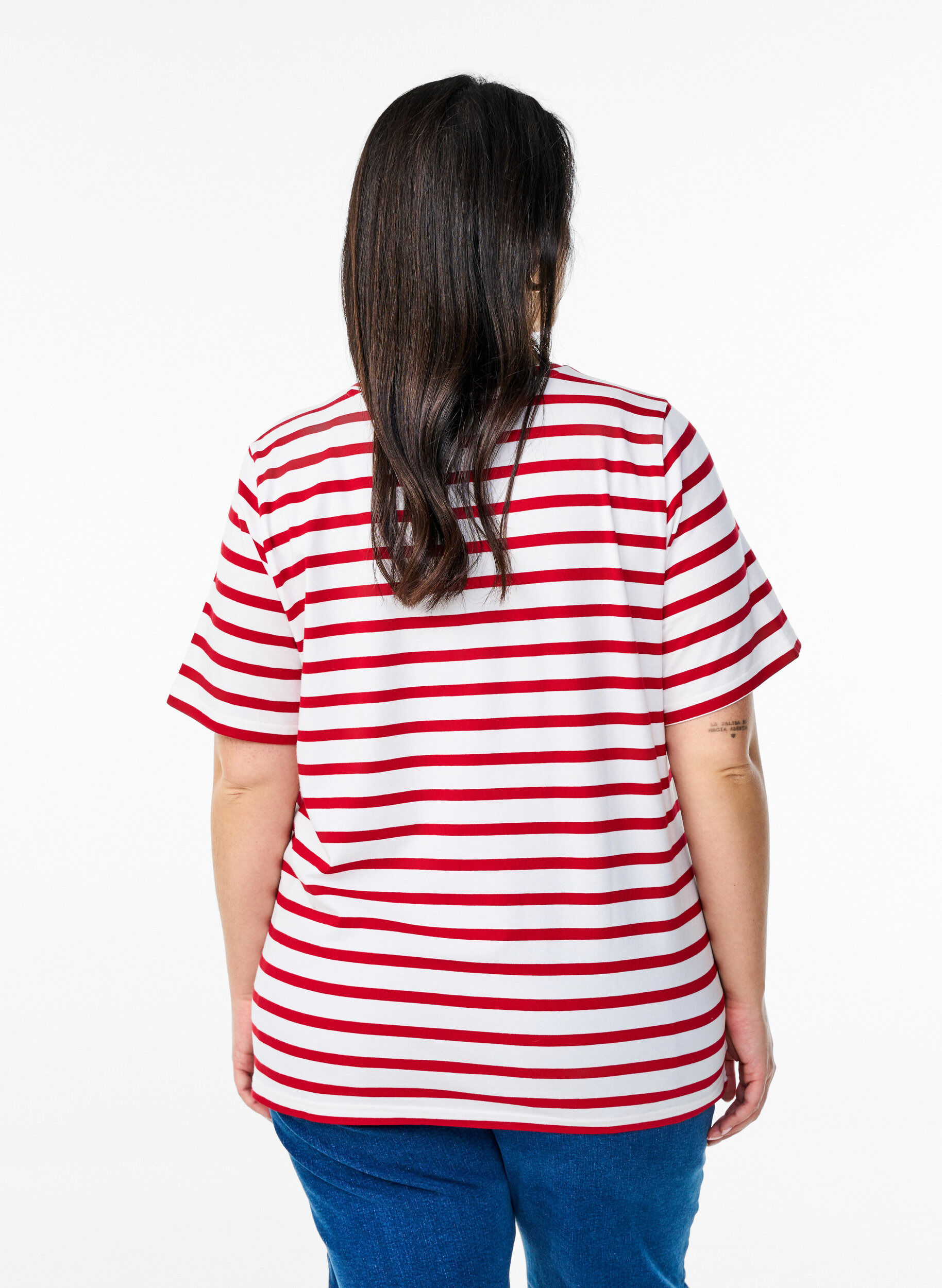 Zizzifashion Striped T-shirt in organic cotton, Red, Model image number 2