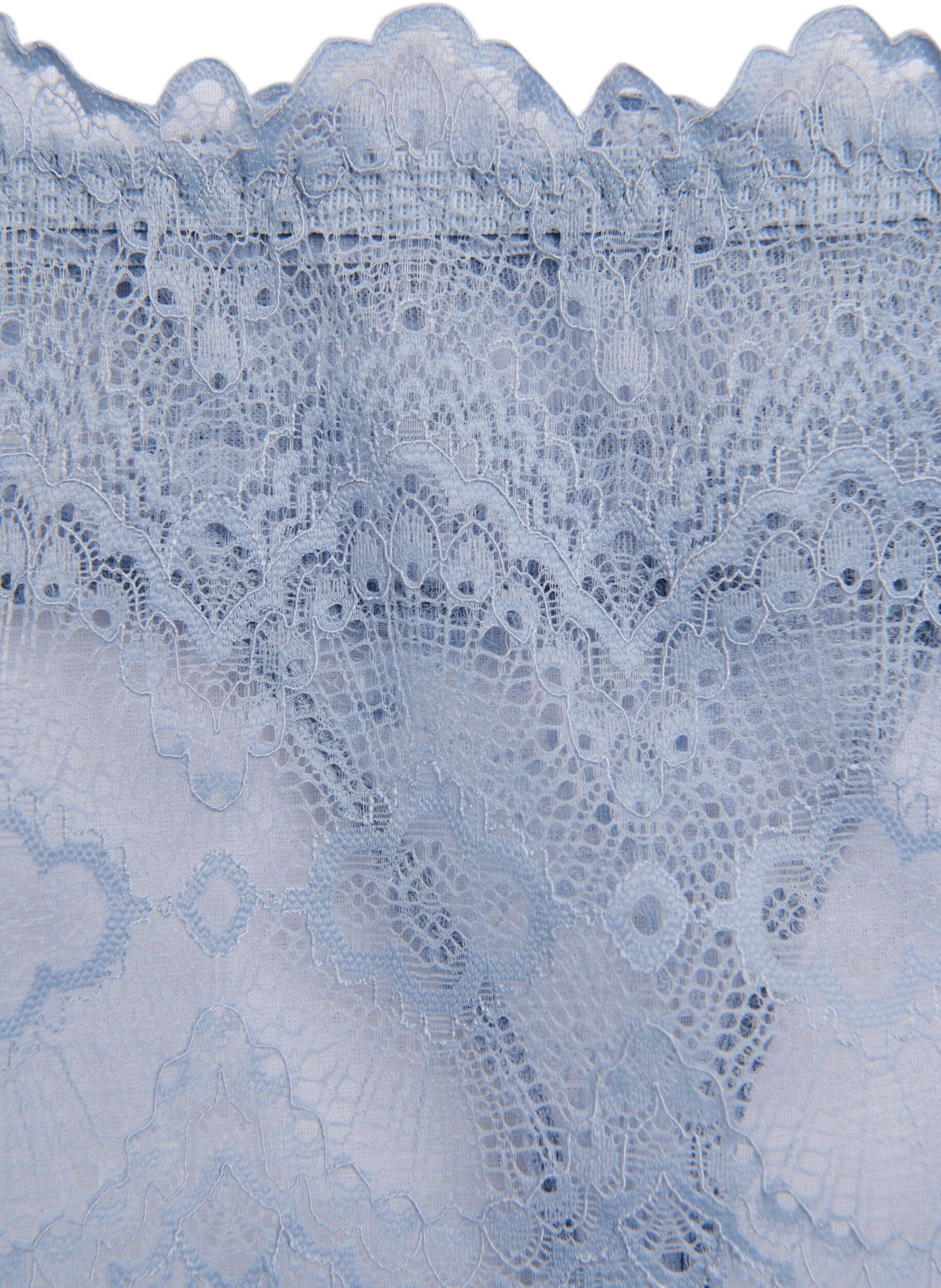 Zizzifashion Lace G-string with cross detail at the back, Light Blue, Packshot image number 2