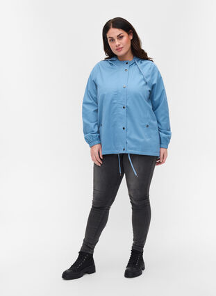 Parka jacket with hood and welt pockets, Blue Shadow, Model image number 2