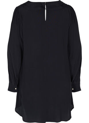 Viscose tunic with v-neckline and collar, Black, Packshot image number 1