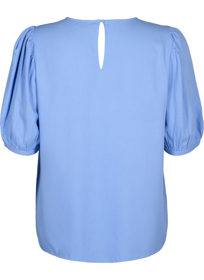 Viscose blouse with 1/2 sleeves, Cornflower Blue, Packshot image number 1