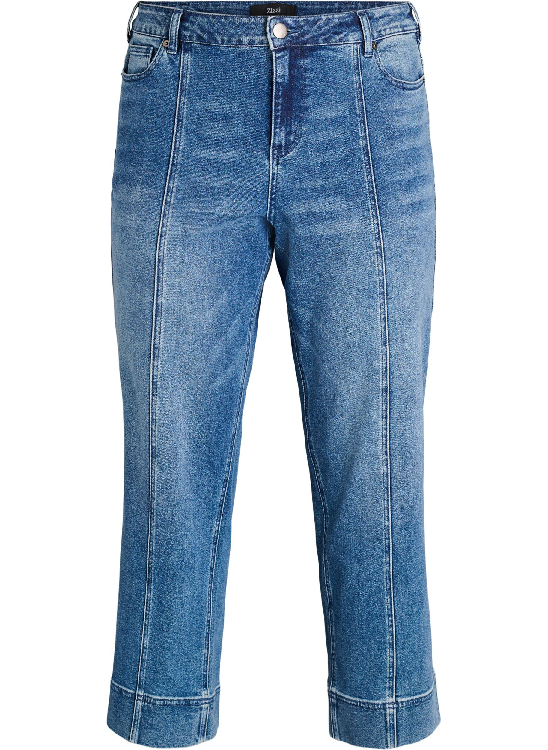 Pinstriped Kiana jeans with bold stitching