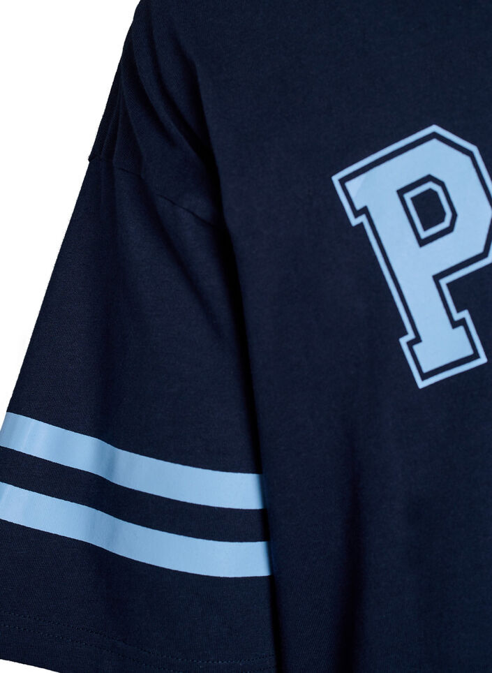 Short T-shirt dress with sporty details, Blue, Packshot image number 4