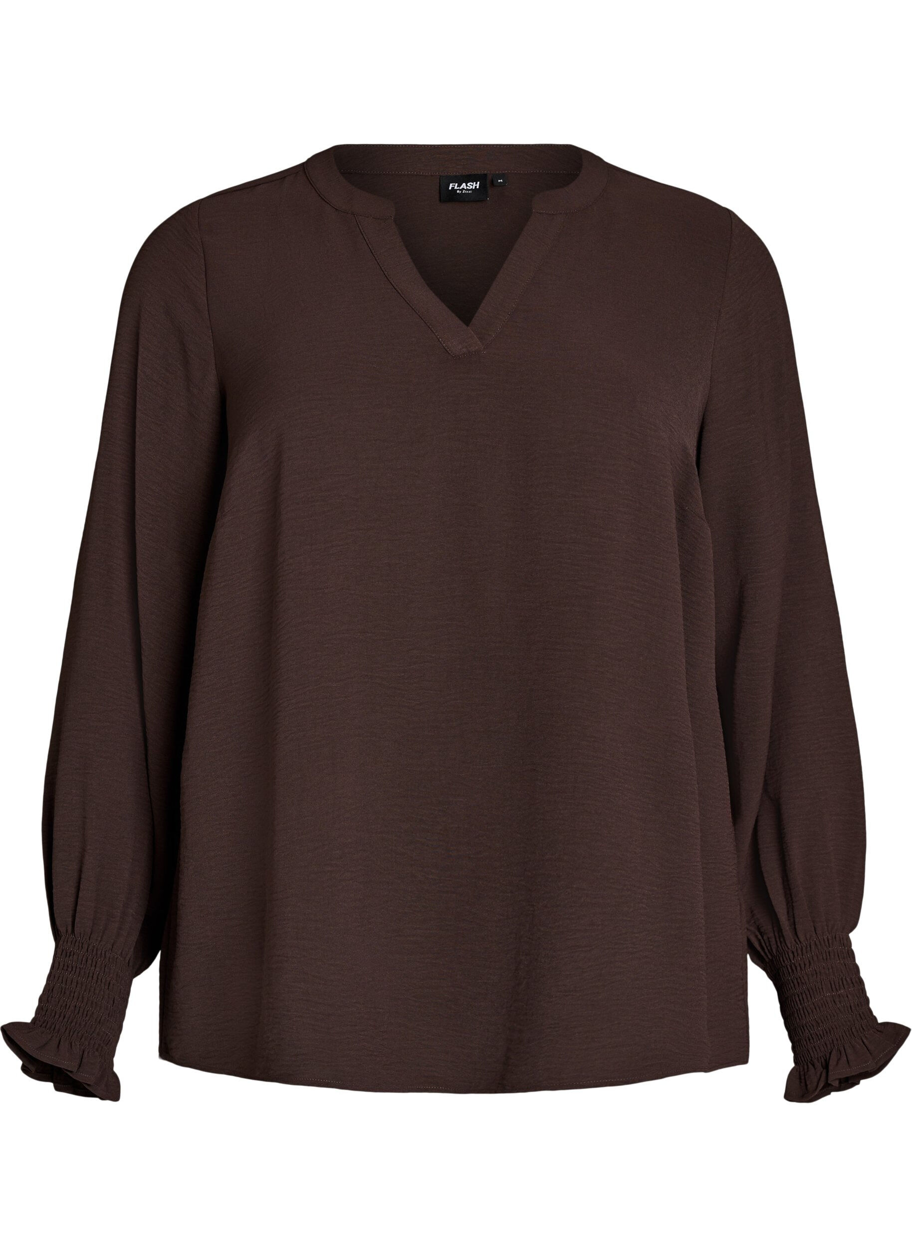 FLASH - Blouse with smock cuffs and V-neck