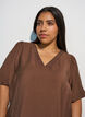 Blouse with balloon sleeves and V-neck, Brown, Model image number 3