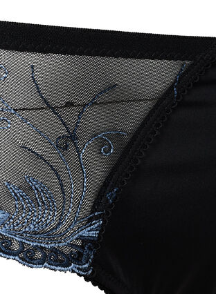 G-string with mesh and colored lace, Black Blue Comb, Packshot image number 2
