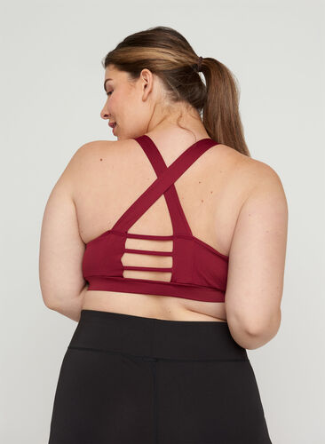 Sports top with a decorative details on the back, Beet Red, Model image number 1