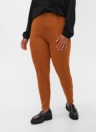 Leggings with texture and a zip, Glazed Ginger, Model image number 1
