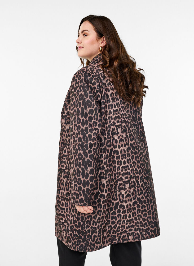 Leopard print coat, Brown, Model image number 2