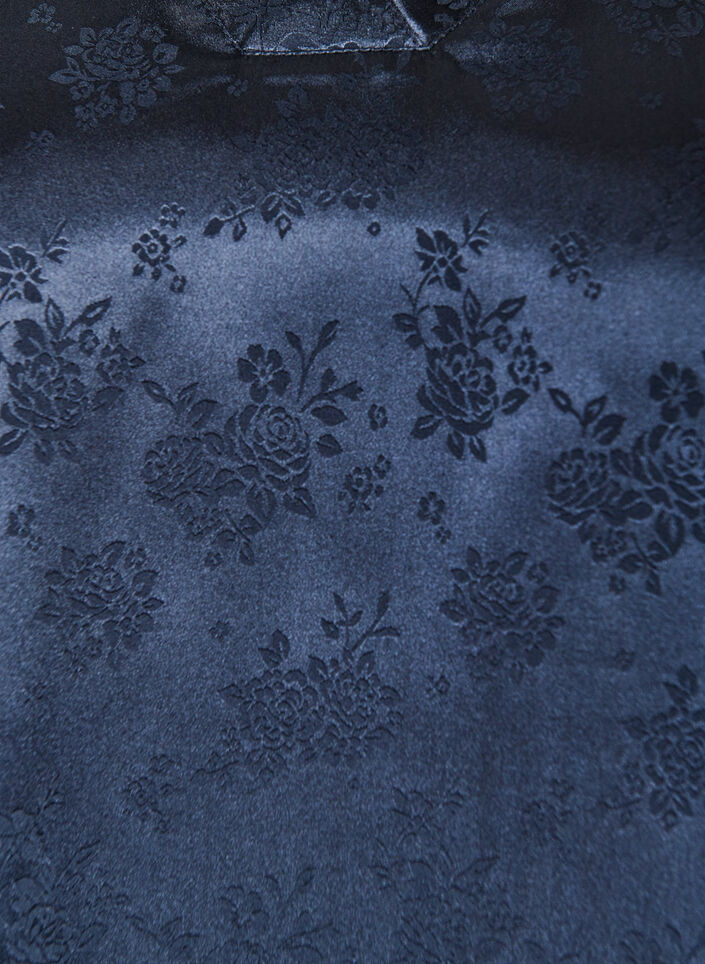 Satin blouse with floral print and V-neck, Blue, Packshot image number 2