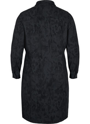 Printed dress with collar and buttons, Black, Packshot image number 1