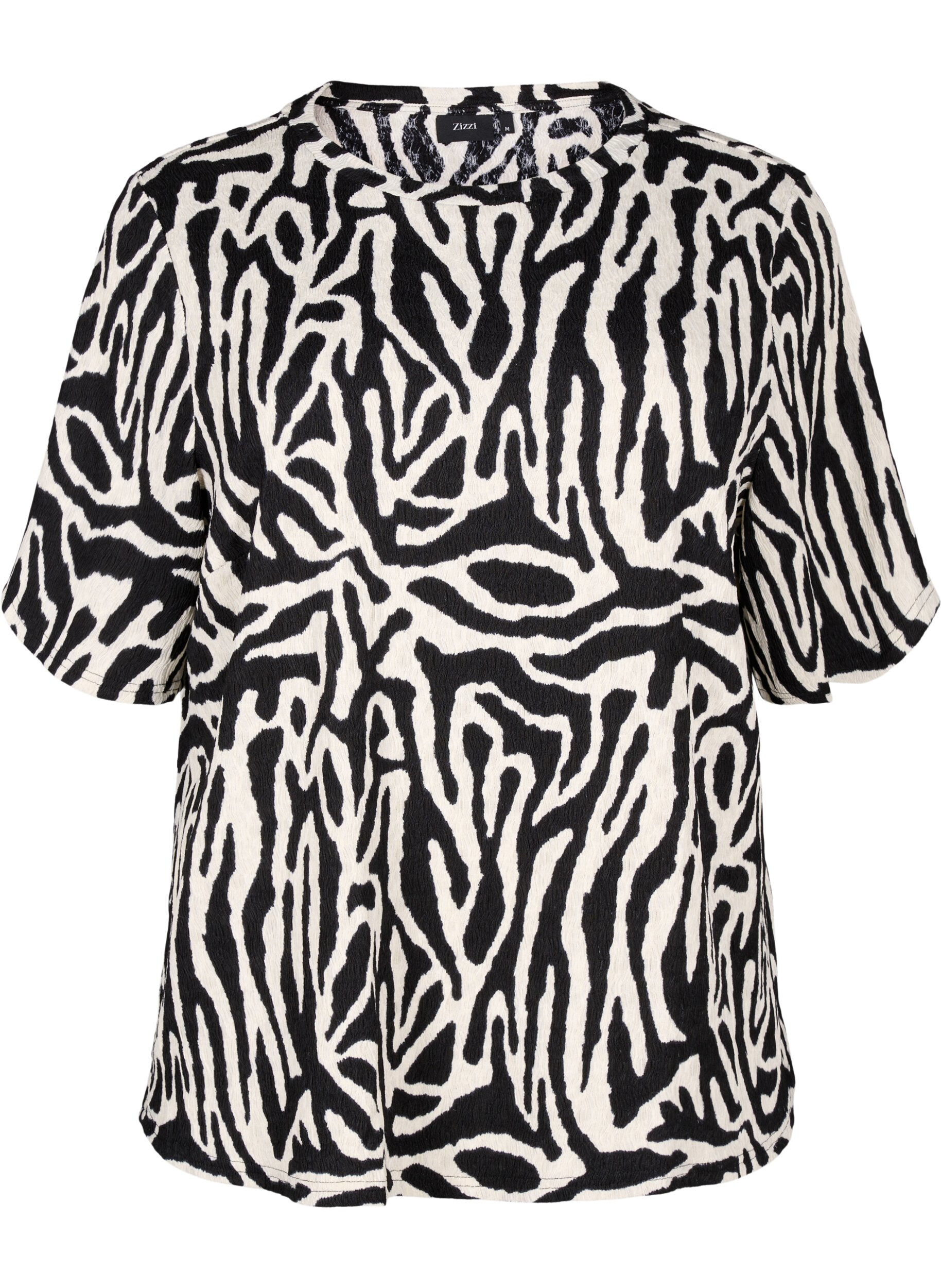 Short-sleeved blouse with zebra print