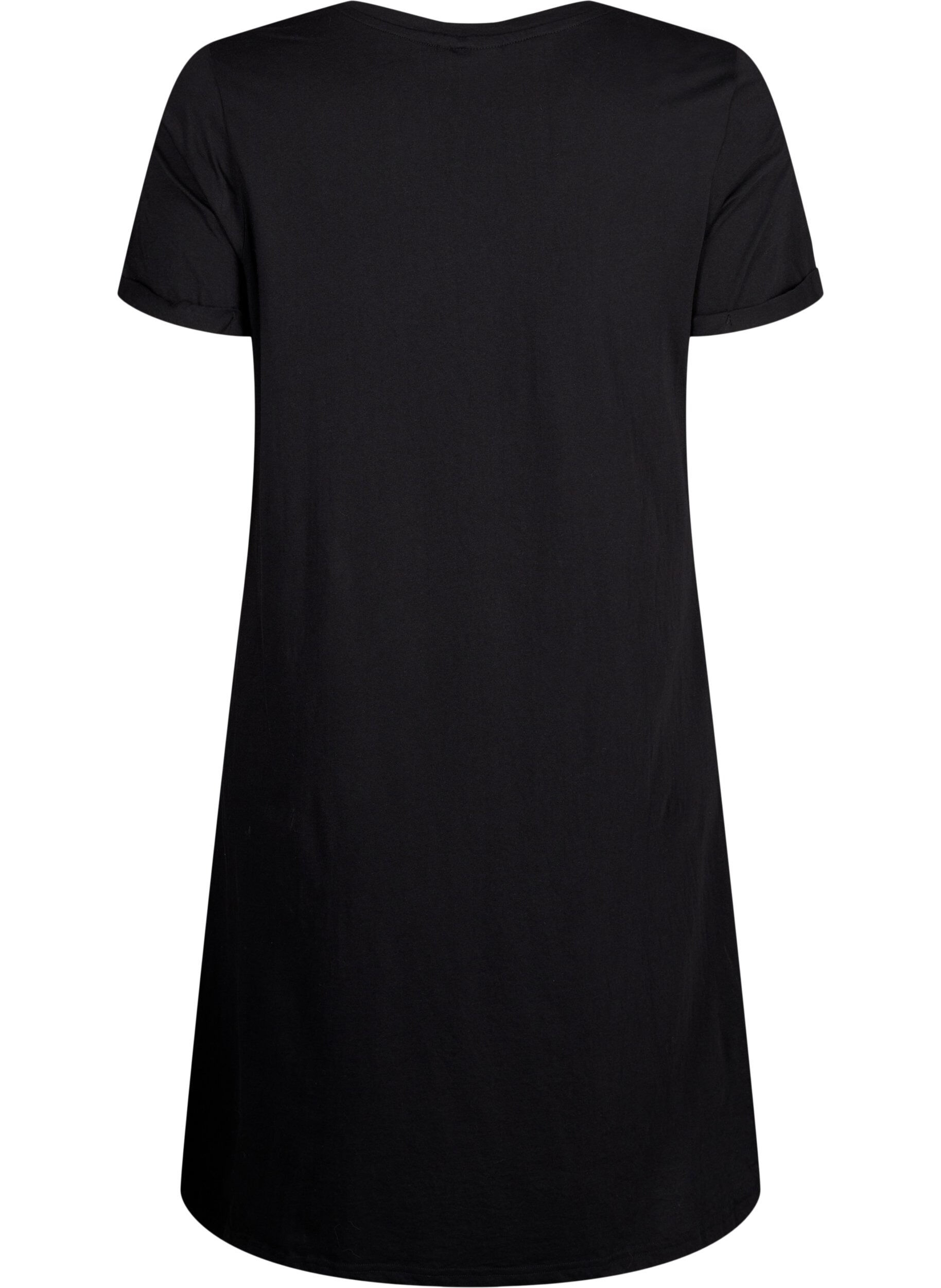 Zizzifashion Short-sleeved nightgown in organic cotton, Black, Packshot image number 1