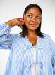 Striped blouse with open front and embroidery details, Light Blue, Model image number 3