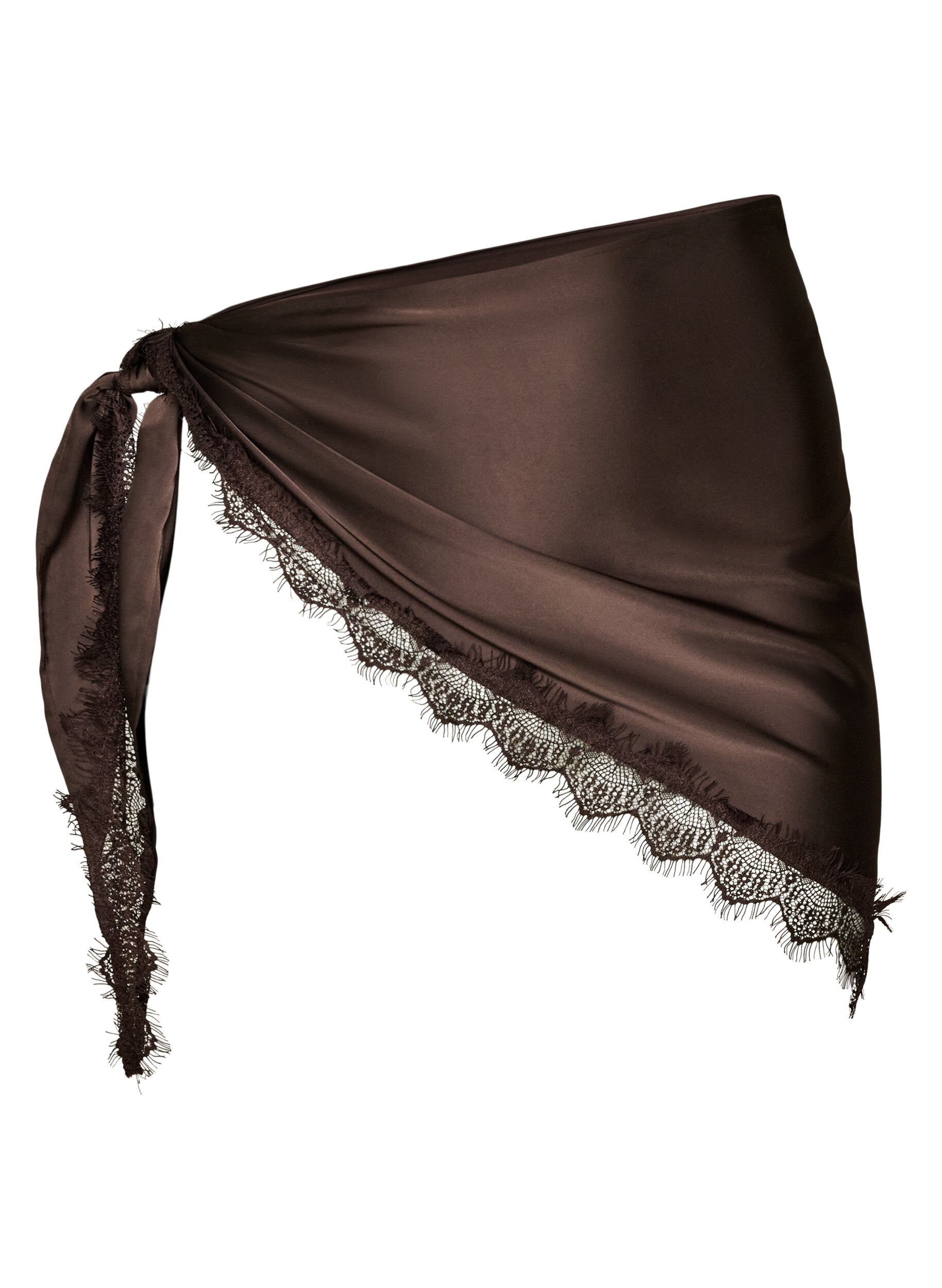 Satin scarf with lace hem