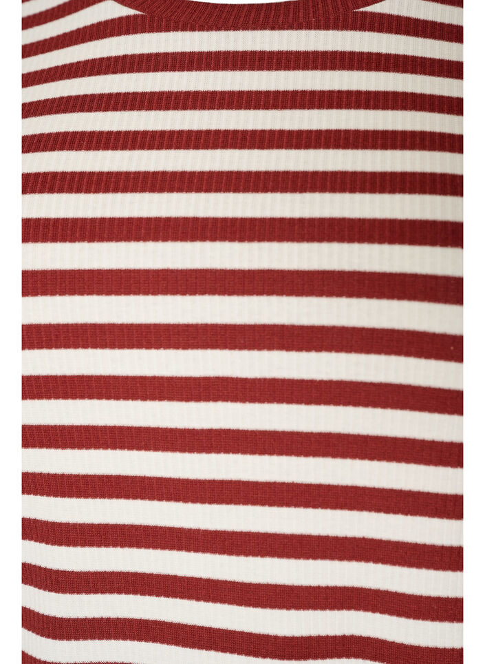 Striped T-shirt with ribbed texture, Red, Packshot image number 2