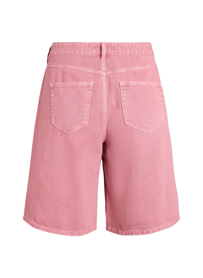 High-waisted coloured denim bermuda shorts, Red, Packshot image number 1