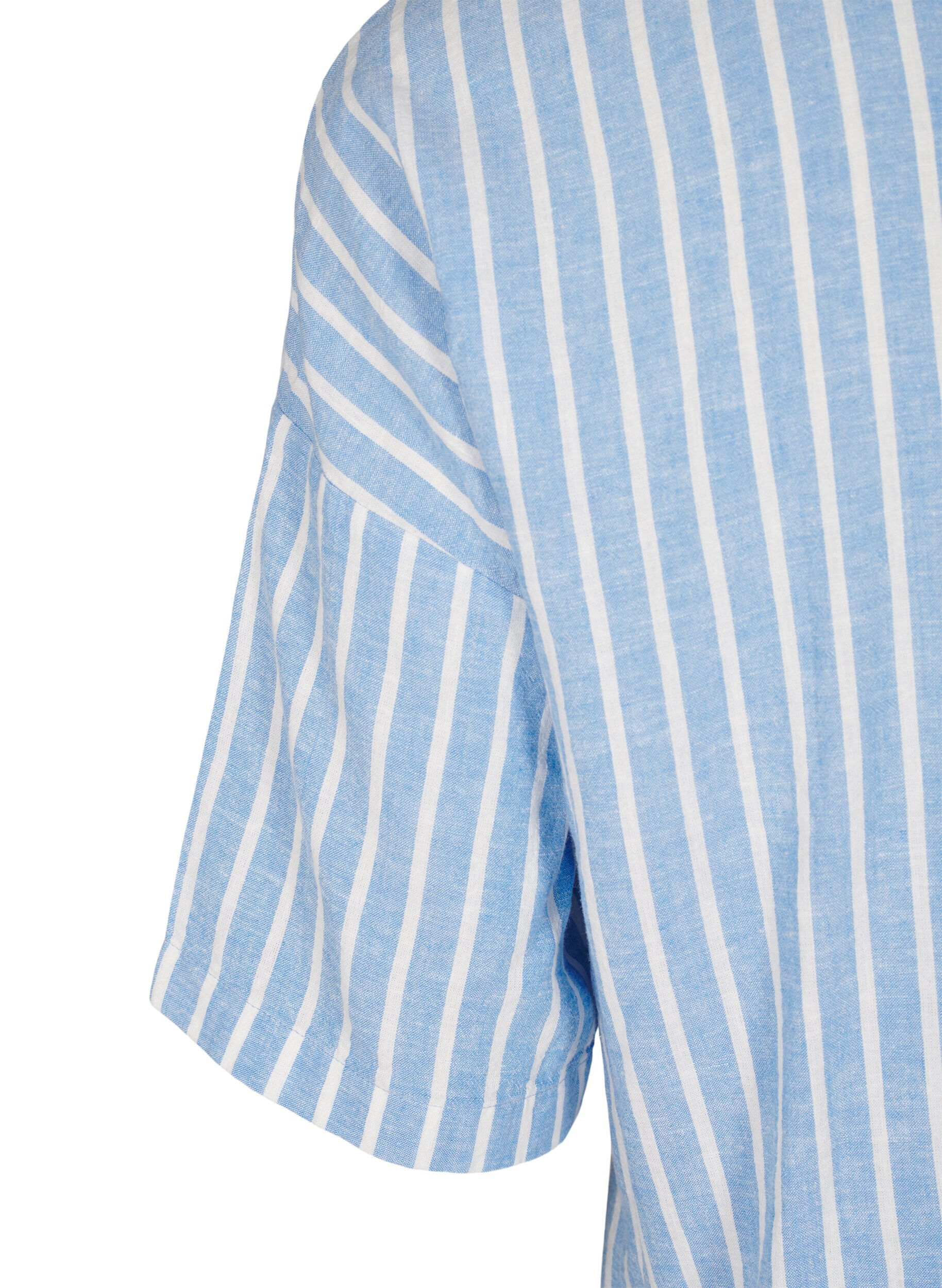 Zizzifashion Striped shirt in linen and viscose, Light Blue, Packshot image number 3