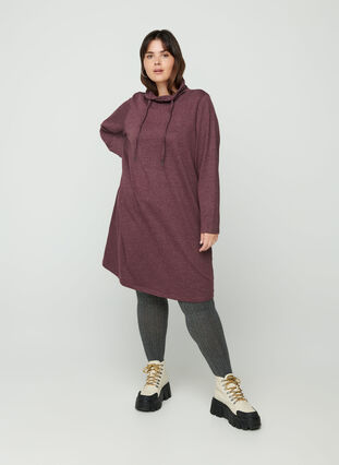 Simple sweat dress with a hood, Fudge Mel., Model image number 2