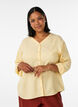 Blouse in linen and viscose with V-neck, Yellow, Model image number 0