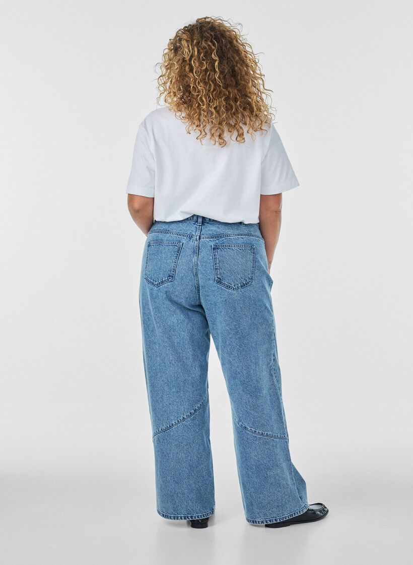 Wide fit jeans with seam details, Light Blue, Model image number 1